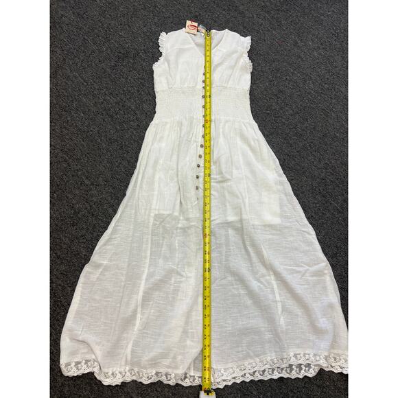 NWT Raga Womens White Cotton Button Front Ruffled Sleeveless Maxi Dress Size XS - Picture 5 of 8
